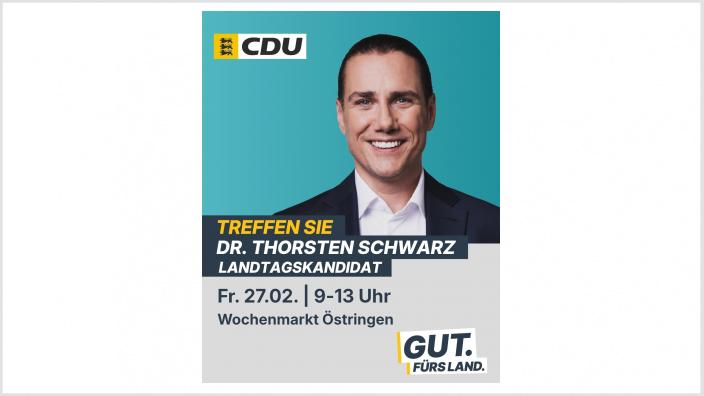 Treffen Sie Landtagskandidat Dr. Thorsten Schwarz, Wahlstand Wochenmarkt Östringen